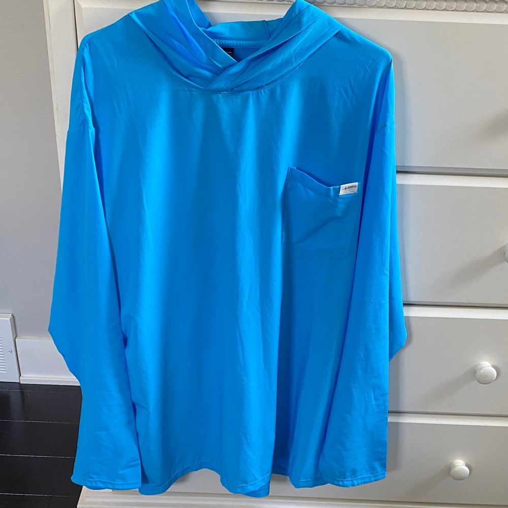 Men’s Habit Bright Blue Long Sleeve Lightweight Pullover Hoodie. XXL. UPF 40+